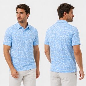 Erkek Polo Gömlekleri <b>Men's</b> <b>Paisley</b> Printed Short Sleeve Golf Polo <b>Shirt</b> Custom Logo Private Label OEM ODM Manufacturer - Product Image 2