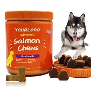 Skin Health Antioxidants Omega-3 6 9 Soft Chews Pet Supplements 100% All Natural Salmon Oil For Dogs