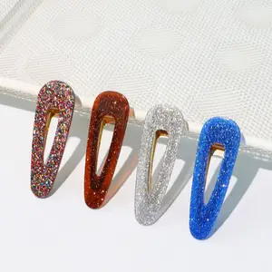 wholesale high quality acrylic glitter hair clips bling hair grips duckbill hair clip for girls women hairclips accessories bulk