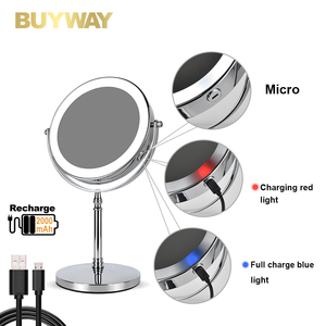 Tabletop mỹ phẩm gương với ánh sáng <span class=keywords><strong>LED</strong></span> dual-mặt Magnifying gương 360 xoay đứng gương trang điểm với ánh sáng có thể sạc lại - Product Image 2
