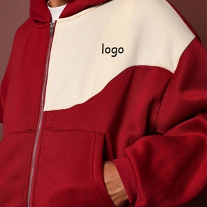 Ensemble de survêtement décontracté en molleton éponge pour l'automne, avec sweat à capuche zippé et pantalon de survêtement, coupe oversize ample, style streetwear, en coton avec logo brodé, vente en gros - Product Image 3