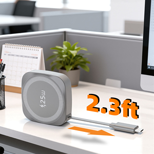 Base <span class=keywords><strong>de</strong></span> Carga Magnética <span class=keywords><strong>de</strong></span> 25W con Cable Retráctil <span class=keywords><strong>de</strong></span> 65W, Estación <span class=keywords><strong>de</strong></span> Carga Inalámbrica 2 en 1 para Tablet, iPhone <span class=keywords><strong>Serie</strong></span> 17/16/15/14/13 - Product Image 4