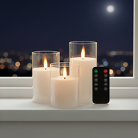 Ensemble de bougies LED rechargeables par USB avec plaque de charge, télécommande, lumière de bougie décorative, veilleuses dans une ambiance de Noël