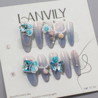 Uñas postizas RONIKI de primera calidad, hechas a mano, con forma de almendra cuadrada, diseño personalizado, de fácil aplicación, bajo pedido mínimo y entrega rápida.
