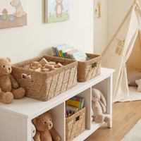 Lot de 3 paniers de rangement en corde de papier tissée diagonale, avec cadre métallique, découpe rectangulaire et bord roulé, organisateur emboîtable OEM