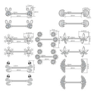 Set de 10 Lindos Clips para Orejas de Conejo, Anillo de Zirconia <span class=keywords><strong>Grande</strong></span> para Pezón, Barra Plateada, Joyería de Acero Inoxidable para <span class=keywords><strong>Piercing</strong></span> Corporal, para Bodas - Product Image 4