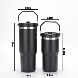 Custom logo 20oz 30oz Insulated Leak Resistant Water Bottle Double Wall Stainless Steel 30 oz Flip <b>Straw</b> Tumbler <b>with</b> Handle - Product Image 4