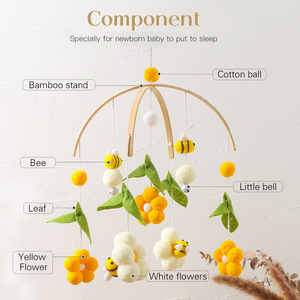 Nouveau vente chaude berceau en bois lit cloche dessin animé fleur enfants bébé <span class=keywords><strong>Puzzle</strong></span> apaiser fleur abeille lit cloche en gros - Product Image 5