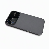 Étui de téléphone magnétique en cuir orange avec grande fenêtre pour iPhone 15, 16, 17 Pro, 18 Max, transformable instantanément en 17 Pro Max