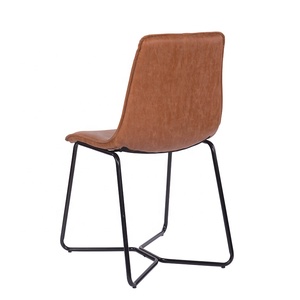 Nordic Home Furniture Luxurious Pu Vintage Retro Leather Kitchen <strong>Dining</strong> <strong>Chair</strong> With Black <strong>Painted</strong> Legs - Product Image 5