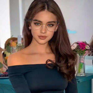 Gafas ópticas de marca para mujer, anteojos de marca de Metal, Anti <span class=keywords><strong>Blu</strong></span>-<span class=keywords><strong>ray</strong></span>, montura de acetato de imitación, montura de Color, <span class=keywords><strong>2022</strong></span> - Product Image 2