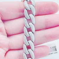 Pulsera de Eslabones Cubanos de Plata de Ley S925 con Moissanita Iced Out de 12mm, Joyería de Moda Hip Hop, Gran Venta para Hombres y Mujeres
