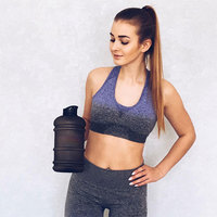 Bouteille d'eau sans BPA cruches d'eau étanches demi-gallon grande capacité Matt cruche à boire personnalisée pour Fitness Gym 2.2 L NOIR