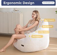 Housse de pouf en fausse fourrure confortable et luxueuse, avec support dorsal, une place pour adultes et enfants - Canapé de sol rembourré pour salon