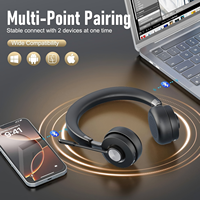 Casque sans fil de luxe avec annulation active du bruit (ANC) pour des appels clairs, microphone à réduction de bruit pour centre d'appels, bureau