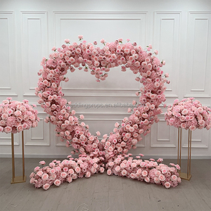 <span class=keywords><strong>Arche</strong></span> de <span class=keywords><strong>mariage</strong></span> avec arrangement de roses artificielles en forme de cœur, étagère en forme de cœur rose, <span class=keywords><strong>arche</strong></span> <span class=keywords><strong>ronde</strong></span>, toile de fond - Product Image 2