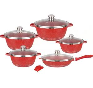 Batterie de cuisine moderne antiadhésive en aluminium de haute qualité avec couvercle en verre et poignée en bois, 1 pièce, écologique, compatible gaz et induction, pour la maison - Product Image 3