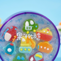 Bulk Engineering Vehicle Shape Juice Gummy Candy 100g Round Tub Cartoon Fruity Snack Private Label