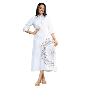 Vestido Maxi de Polilino Blanco Premium, Duradero y de Alta Calidad, con Bordado, Casual para Mujer, al por Mayor - Product Image 2