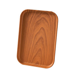 Plateau rectangulaire en PP imitation bois - Plateau de service de grande taille de qualité alimentaire pour café, desserts, thé de <span class=keywords><strong>l</strong></span>'après-midi, repas en milieu carcéral ou en milieu de vacances - Product Image 6