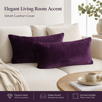 Housse de coussin rectangulaire en velours avec fermeture éclair discrète, couleur et taille personnalisables, pour la décoration de la maison
