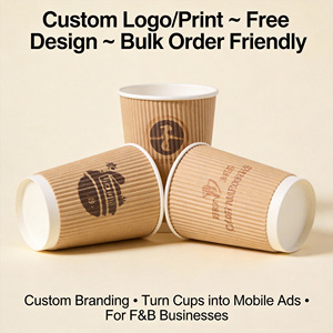 Custom Printed Corrugated Insulated Disposable Coffee <strong>Paper</strong> <strong>Cups</strong> with Lids for Commercial Hot Drinks Takeaway - Product Image 4
