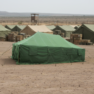 Carpa de Lona con Postes de Acero para 10 Personas, de Una Habitación, 10x5m, para Tres Estaciones, Impermeable, Resistente al Viento, Alojamiento para Grupos Grandes - Product Image 1