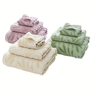 Serviette de bain jacquard en velours ciselé super doux, 100 % coton, séchage rapide, motif concave, vert, 70 x 140 cm, pour adulte - Product Image 1