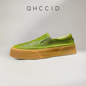 Mocassins Homme Verts Respirants à Talon Moyen Chaussures Décontractées Tendance Été Design Évidé - Product Image 2
