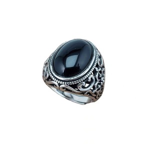 Anillo fino de Plata de Ley 925 <span class=keywords><strong>con</strong></span> estilo vintage <span class=keywords><strong>para</strong></span> hombre negro oxidado <span class=keywords><strong>con</strong></span> <span class=keywords><strong>piedras</strong></span> <span class=keywords><strong>preciosas</strong></span> regalo de forma ovalada - Product Image 3