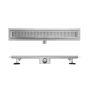 Drain de douche linéaire moderne éclairé de 24 pouces en acier inoxydable 304 réglable avec filtre à cheveux pour extérieur, sous-sol et salle de bain - Product Image 4