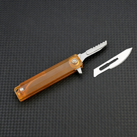 Couteau utilitaire pliable PEI Handle Mini avec lame en acier au carbone n°24 remplaçable, couteau de poche pour artisanat, déballage de colis, couteau EDC