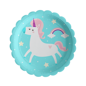Juego de vajilla desechable Unicorn Party Platos de papel de postre de 9 pulgadas para fiestas y ocasiones especiales - Product Image 4