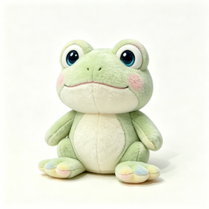 Peluche de Rana Personalizado con Mejillas Rosadas, Peluche de Rana con Patas de Arcoíris Pastel, Peluche de Rana Verde de Ojos Grandes - Product Image 1