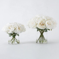 Arrangement floral artificiel personnalisé en tissu de soie blanc, pivoine décorative, pour la décoration de café, restaurant, hôtel