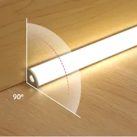 Barre lumineuse LED en V de 16x16mm pour étagère sous armoire, éclairage de table et de cuisine à 90° avec variateur de luminosité à capteur tactile à détection de mouvement par geste