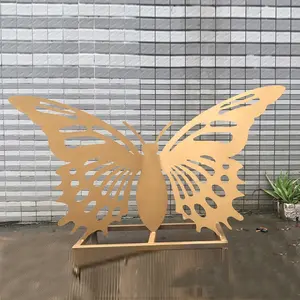 Venda quente da cor do ouro borboleta jardim esculturas de metal para venda