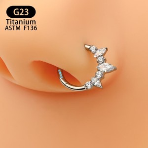 Anneau de nez en zircon en forme de cœur, titane F136, 8 mm, bijoux de piercing tendance - Product Image 4