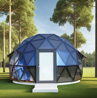 Usine Camping Geo Dome House Grand Dôme Géodésique Kit Mur de verre géodésique Préfabriqué Demi-boule Tente dôme en verre pour le glamping