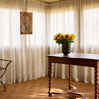 Rideau de fenêtre transparent sur mesure en polyester et lin, à ouverture bipartite gauche-droite, pour maison, bureau, hôtel