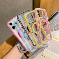 Coque de téléphone magnétique antichoc avec bordure colorée 2.0MM pour iPhone 17 Air 16 Pro Max 15 Plus 14 13 Mini 12 11