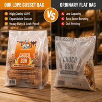 Sac à pain en LDPE avec logo personnalisé et marque privée, fourni directement par l'usine, certifié FDA, avec soufflet latéral pour boulangerie