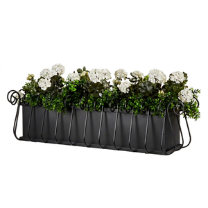 133 L Modern Stylish Black Galvanized Steel <b>Square</b> American Style Planter Outdoor Garden Flower <b>Pot</b> Home Decor - Product Image 1