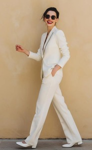 Elegant Ivory Women Tuxedo <b>Suit</b> Bridal Pantsuit with Tailored Blazer and <b>Trousers</b> Formal <b>Wedding</b> Set - Product Image 5