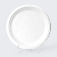 Assiette en papier ronde blanche jetable, personnalisable, écologique, matière première