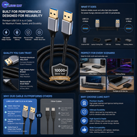 Cable USB 3.0 A a A Macho LUNG KAY, Cable de Transferencia de Datos SuperSpeed de 5 Gbps, Cable USB Blindado de Carga Rápida de 3 A para Enfriador de Portátil