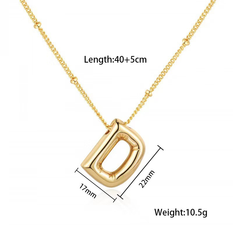 Party balloon letter pendant necklace gold D