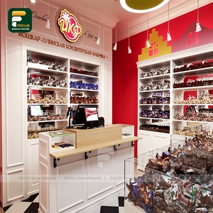 ตู้ติดผนังไม้สีขาวสำหรับร้านค้าขนมเฟอร์นิเจอร์ภายในร้านขายปลีก - Product Image 4