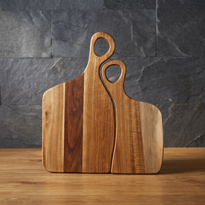 Planche à découper rectangulaire en bois d'acacia et de teck, finition naturelle, antidérapante, écologique, passe au lave-vaisselle, pour comptoir, épaisseur 2 cm - Product Image 1