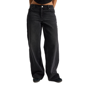 กางเกงยีนส์เอวต่ำแบบย้อนยุคสำหรับผู้หญิงฤดูใบไม้ร่วงขาตรงยาวปานกลางระบายอากาศได้ดี - Product Image 4